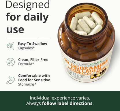 1200mg Glucosamine + 1200mg Hydrolyzed Collagen – Joint Supplement 120 Caps
