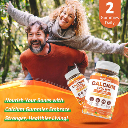 Calcium Gummies with Turmeric for Women & Men - Calcium 1200mg with Vitamin D3 K2 B12 5000 IU & Zinc, Suger-Free Calcium Supplement for Bone, Muscle Strength & Immune Support - Vegan(120 Count)