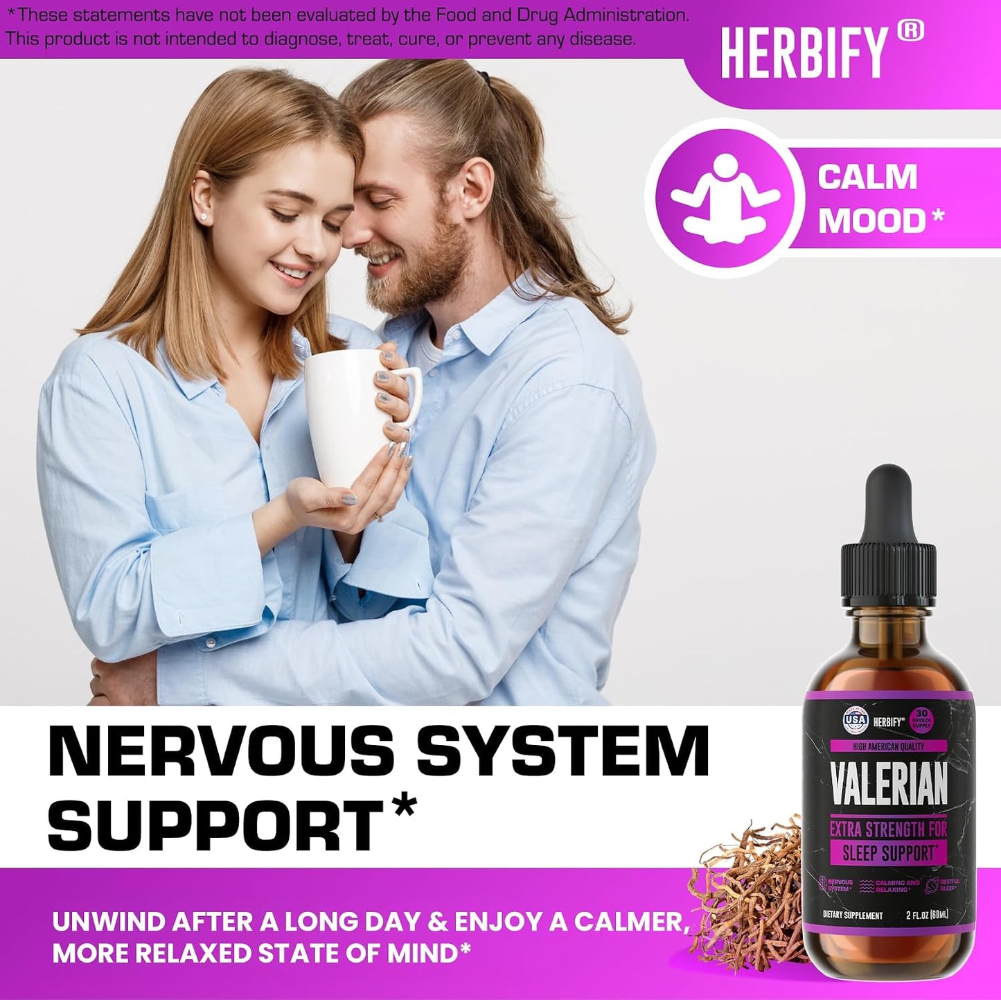 Valerian Root Supplement - Valerian Root Tincture – Nervous System Support 2 Fl oz