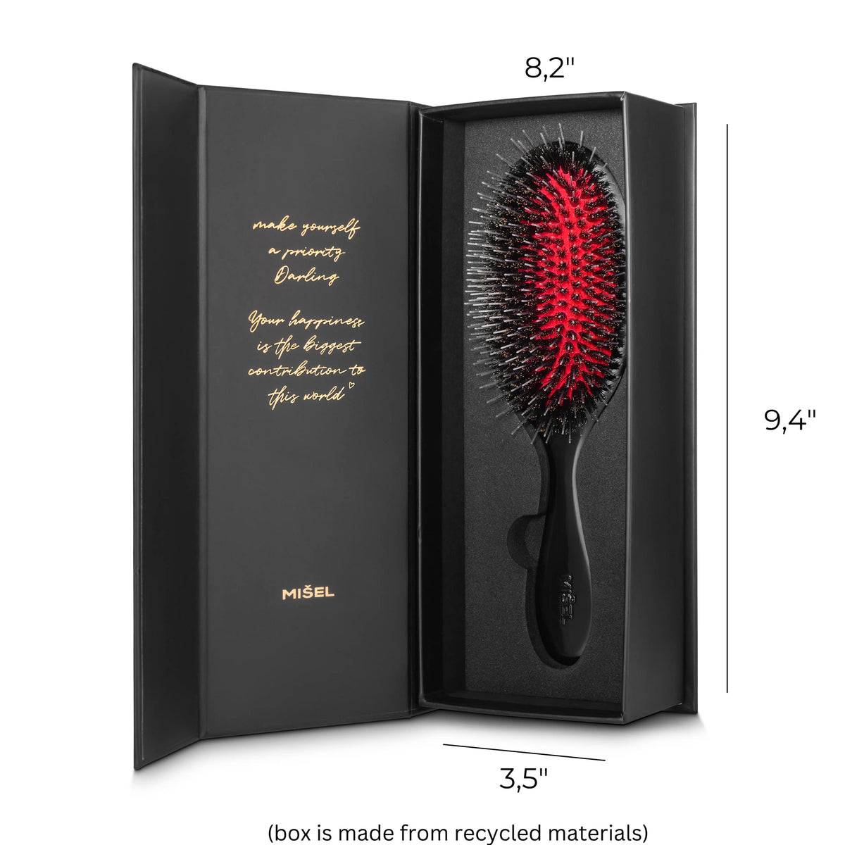 MISEL Professional Boar Bristle Hair Brush for Women and Men | Detangles All Natural