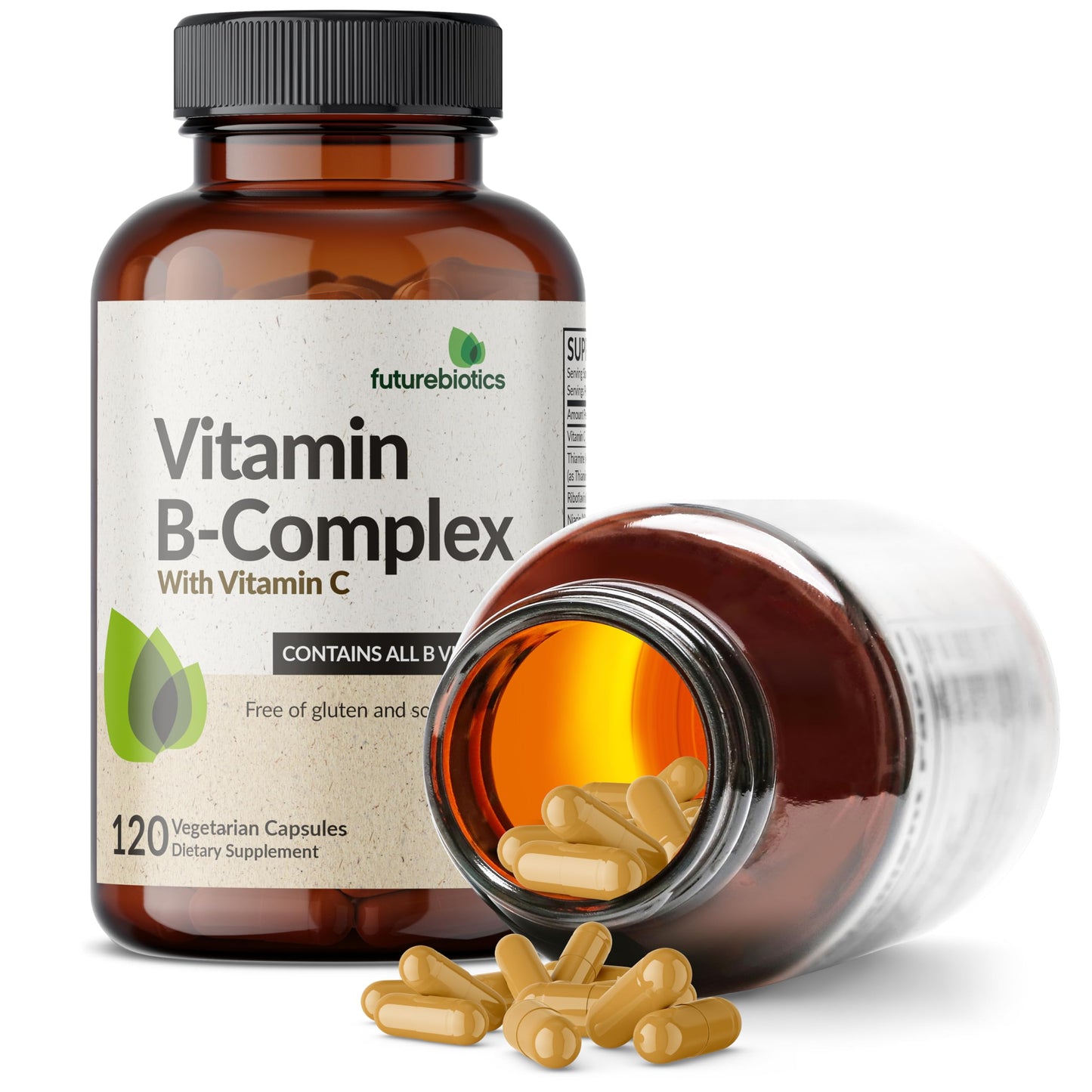 Futurebiotics Vitamin B Complex with Vitamin C Supports Energy Production, Nervous System & Immune Support - Non-GMO, 120 Vegetarian Capsules