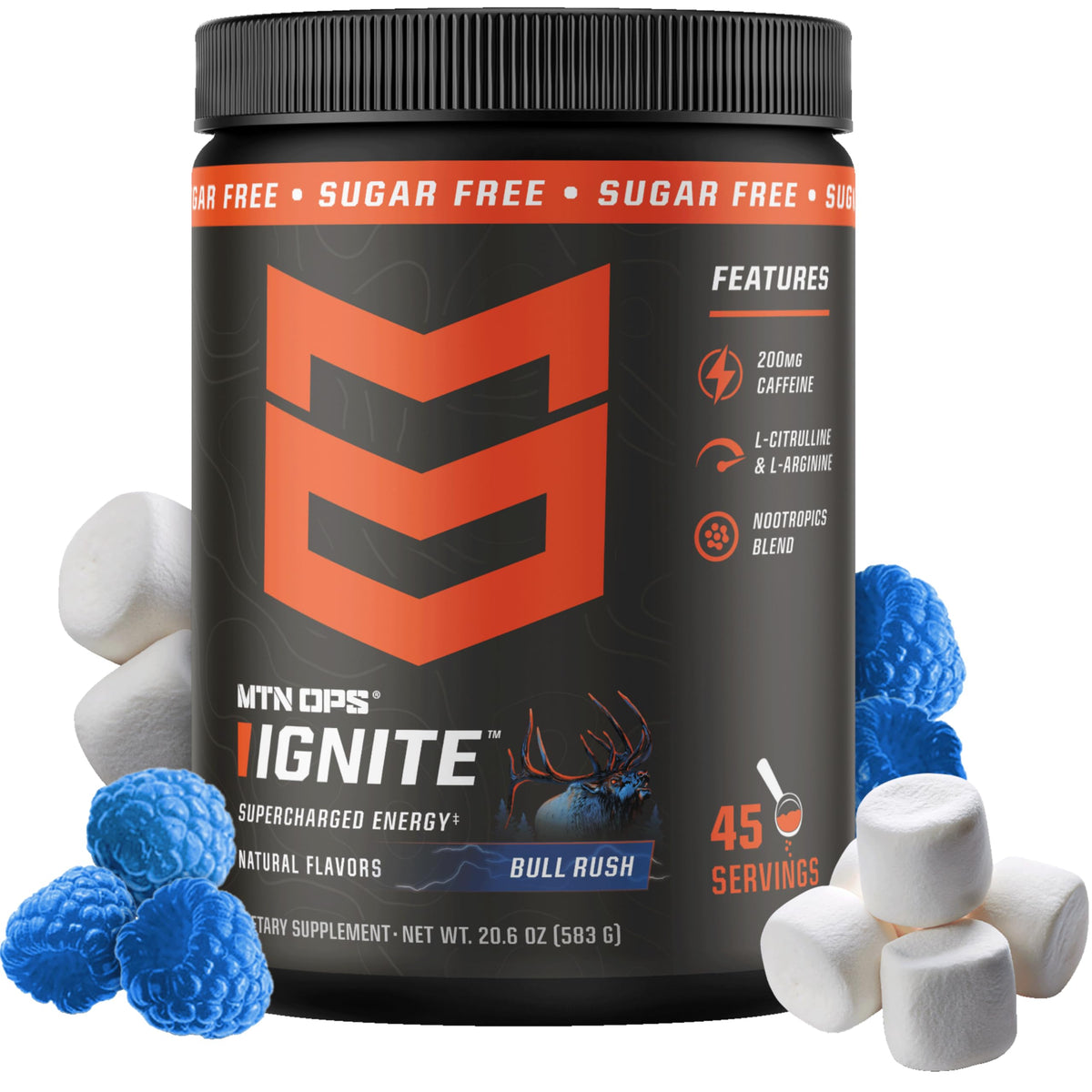 MTN OPS Ignite Energy Powder, Zero Sugar, Tiger's Blood