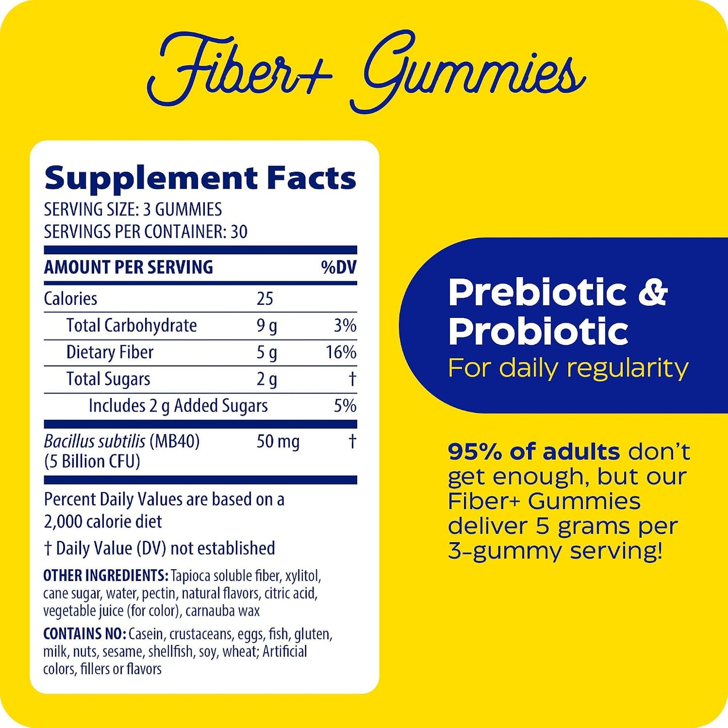 Enzymedica Fiber+ Prebiotic & Probiotic Gummies for Women & Men - 90 Count