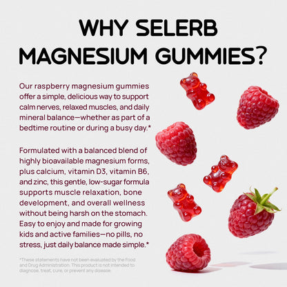 Magnesium Glycinate Gummies for Kids & Adults Melatonin Free Calm Magnesium Gummies with Citrate, Malate, B6, D3, Calcium & L-Theanine for Sleep Relaxation, Bone & Muscle Magnesium for Kids 2 Packs