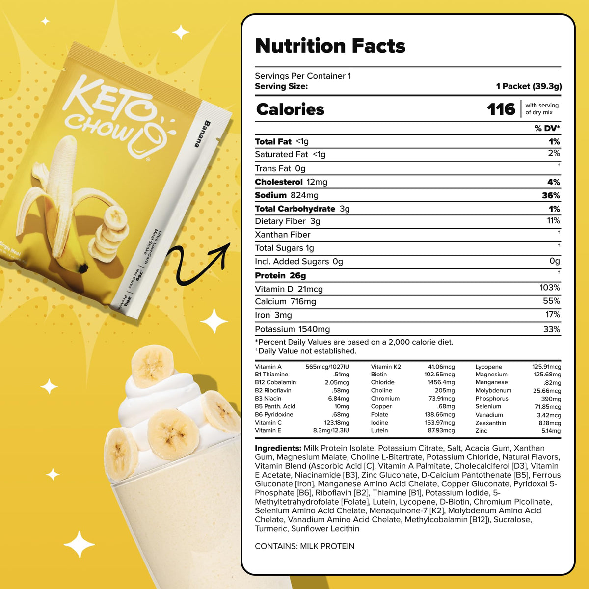 Keto Chow Chocolate Peanut Butter Meal Replacement Shake Powder, 3 Meals
