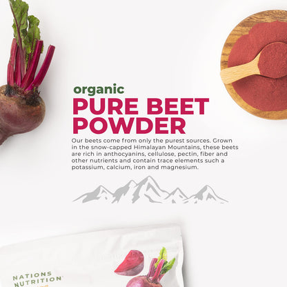 Nations Nutrition Pure Beet Root Powder Organic - Nitric Oxide Circulation Superfood