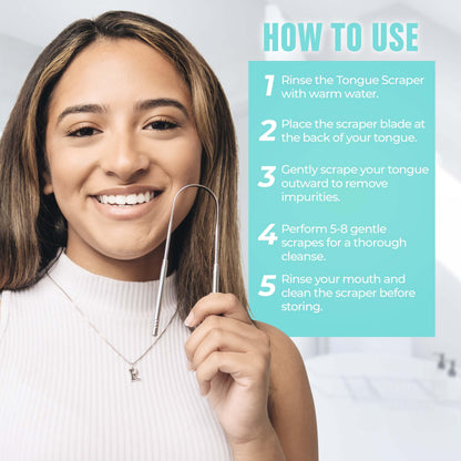 Mouthology Tongue Scraper for Adults, Stainless Steel Metal Tongue Scraper for Tongue
