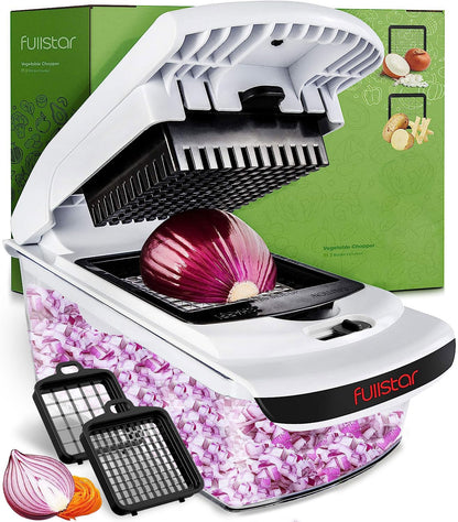 Fullstar Vegetable Chopper - Spiralizer Vegetable Slicer - Onion Chopper with Container 
