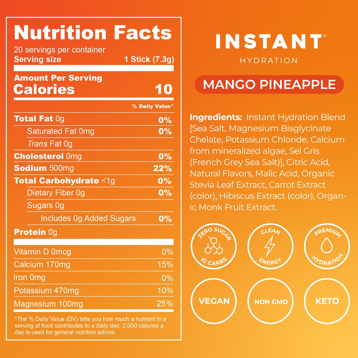Instant Hydration Sugar Free Electrolytes Powder Packets Variety Pack - Watermelon, Raspberry, Lemon Lime Drink Mix & Travel Essentials with Magnesium and Potassium - Post Workout Recovery - 20 Sticks