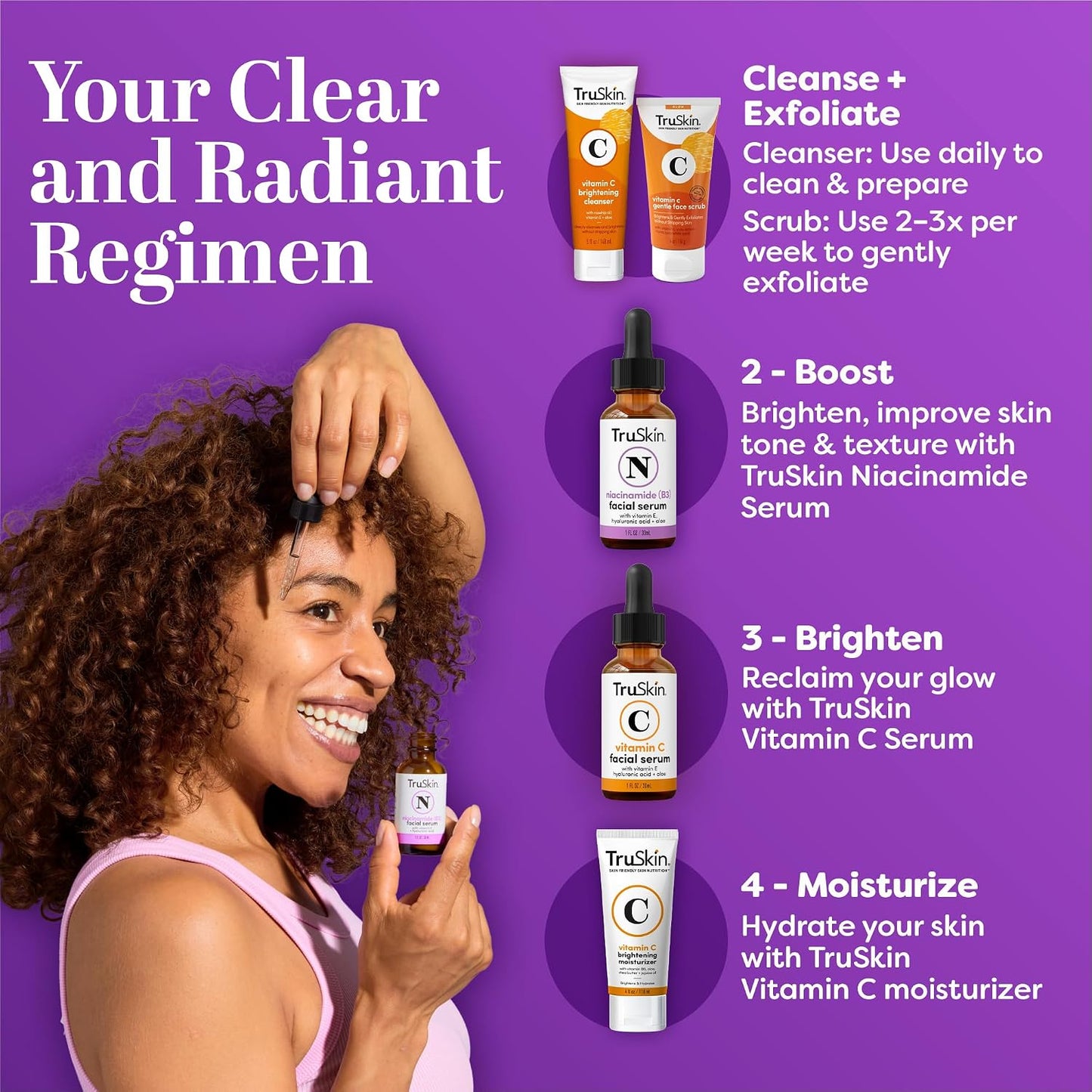 TruSkin Niacinamide Serum for Face with Hyaluronic Acid & Aloe, 1 fl oz | Pore-minimizing Vitamin B3 serum with Vitamin E helps balance uneven tone and support clearer, smoother-looking skin