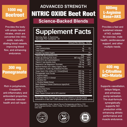 Totaria Beet Root Gummies - Blood Pressure & Cardiovascular Support, Beetroot Supplement with Grape Seed, Pomegranate - Nitric Oxide Gummies for Heart Health, Circulation, Vegan, Non-GMO, Sugar Free