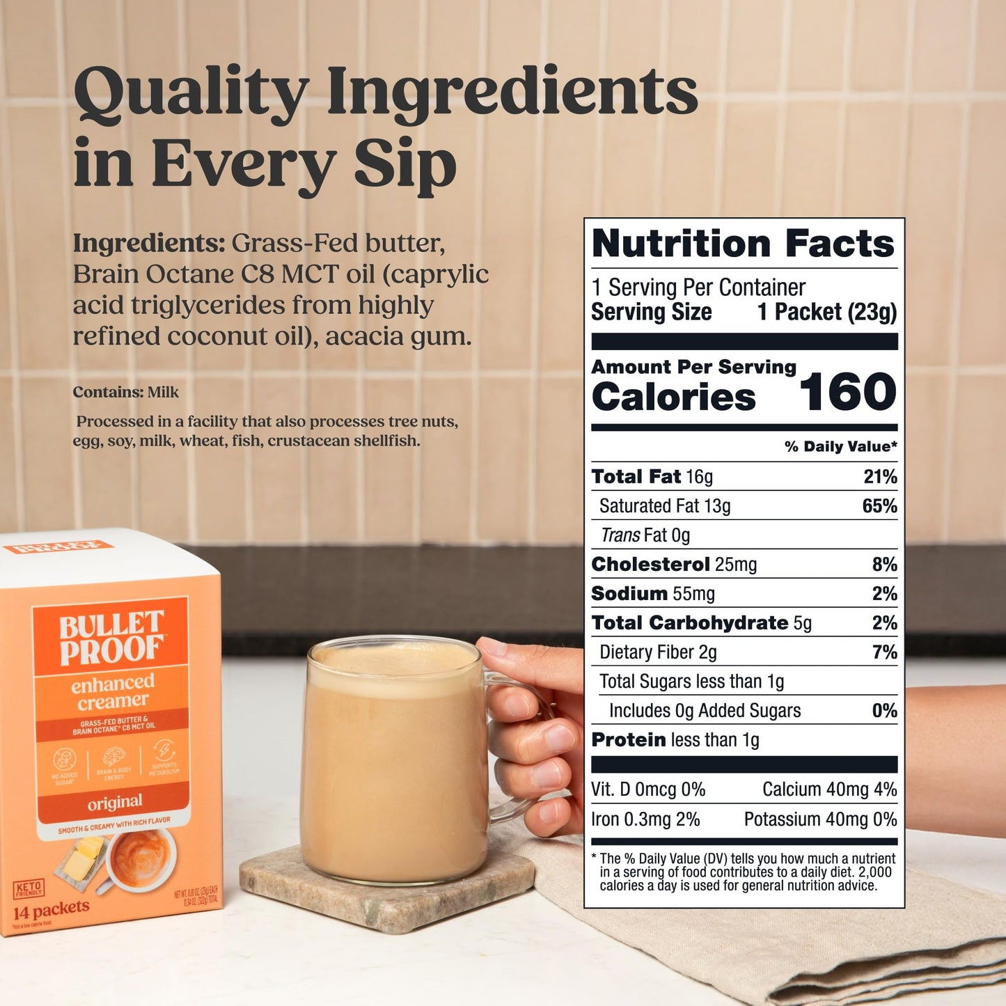 Bulletproof Original Creamer, 14.8 Ounces, Keto Coffee Creamer with MCT Oil and Grass-Fed Butter, Supports Brain Function