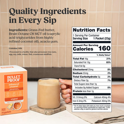 Bulletproof Original Creamer, 14.8 Ounces, Keto Coffee Creamer with MCT Oil and Grass-Fed Butter, Supports Brain Function