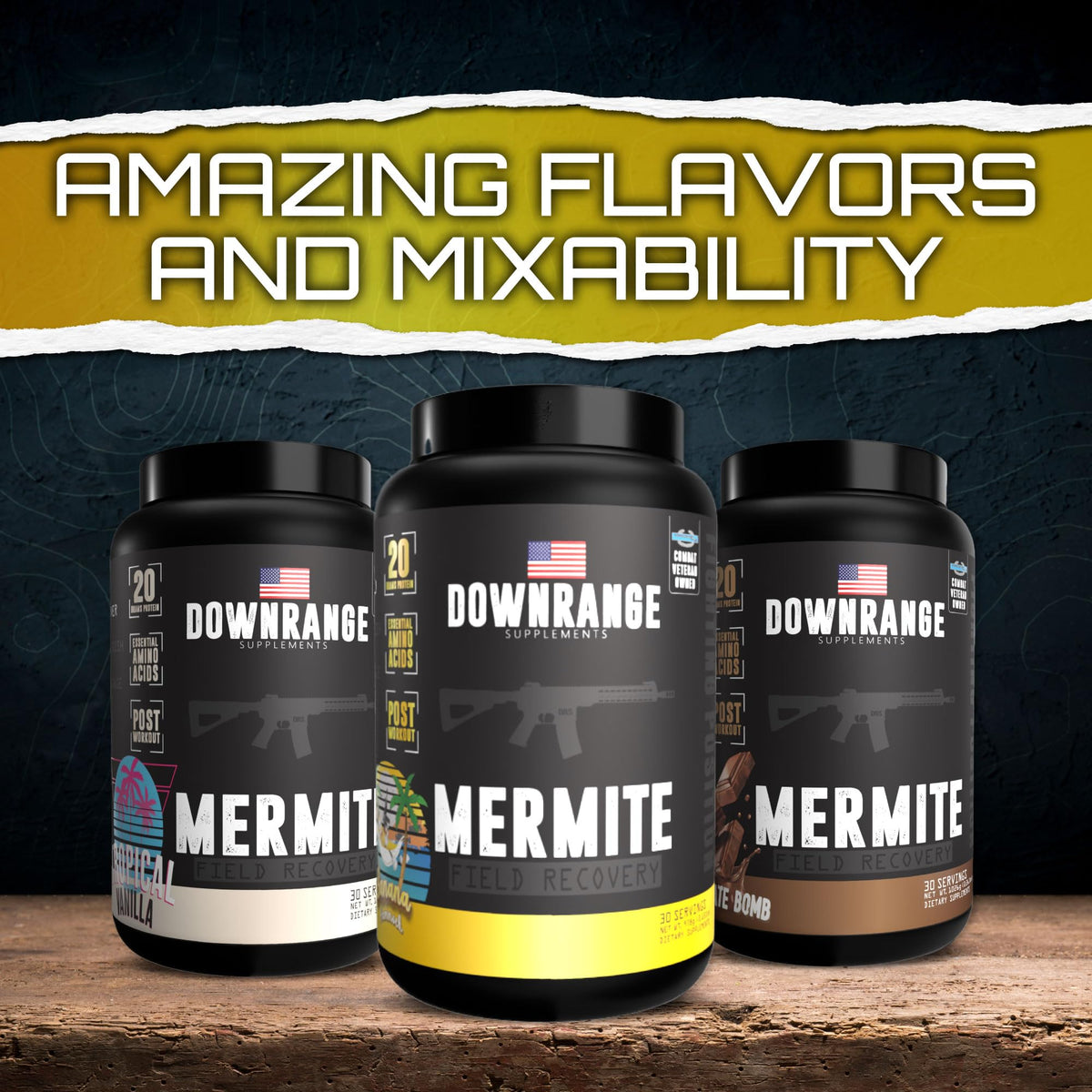 DownRange Supplements Mermite Whey Protein Powder, Post Workout Muscle Recovery