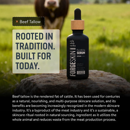 FORGE SKIN Night Beef Tallow Serum for Men [TALLOW-BASED] - Facial Essence for Face Wrinkles with Essential Oils - Natural Green Tea Skincare for Radiance and Skin Hydration (1.7 OZ)