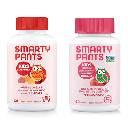 SmartyPants Kids Multivitamin Gummies and Probiotic Immunity Bundle: Omega 3 Fish Oil 
