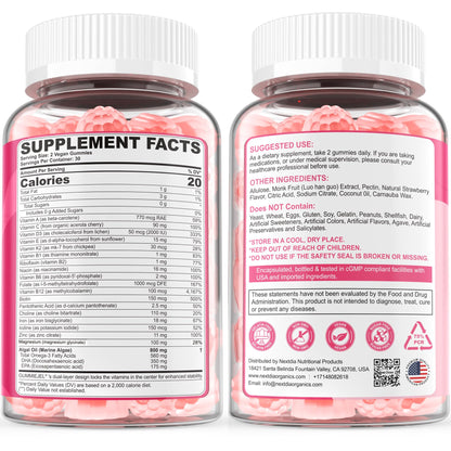 Prenatal Vitamins for Women Gummies, Methylfolate 1mg, Vegan Omega 3 DHA 800mg, Iron, Choline, Iodine, Vitamin D3 B6 B12 - Multivitamin for Women Before, During & After Pregnancy, Sugar Free, 60 Count