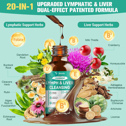 Totaria Strongest ''Lymph-Liver'' Cleanse Detox, Liposomal Organic Milk Thistle, Echinacea, Artichoke Lymphatic Drainage & Liver Repair Supplement with All Vitamins, 2 Fl.Oz