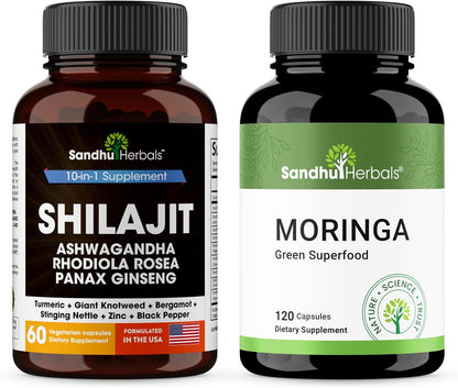 Shilajit Bundle with Moringa | Capsules for Men & Women | Supports Energy, Immune, Skin & Gut Health