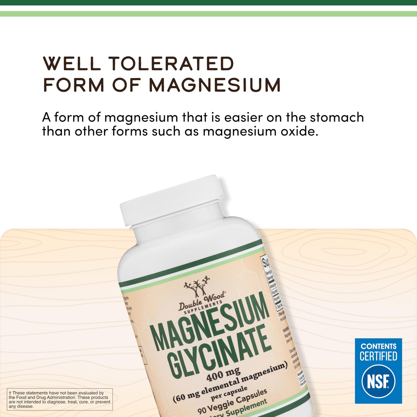 Magnesium Glycinate 400mg | 180 Capsules | Sleep, Muscle, & Heart Support | Vegan, Third Party Tested, Gluten Free, Non-GMO, by Double Wood Supplements