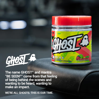 GHOST BCAA Powder Amino Acids Supplement, Sour Strips - 30 Servings - Sugar-Free Intra, Post & Pre Workout Amino Powder & Recovery Drink, 7G BCAA
