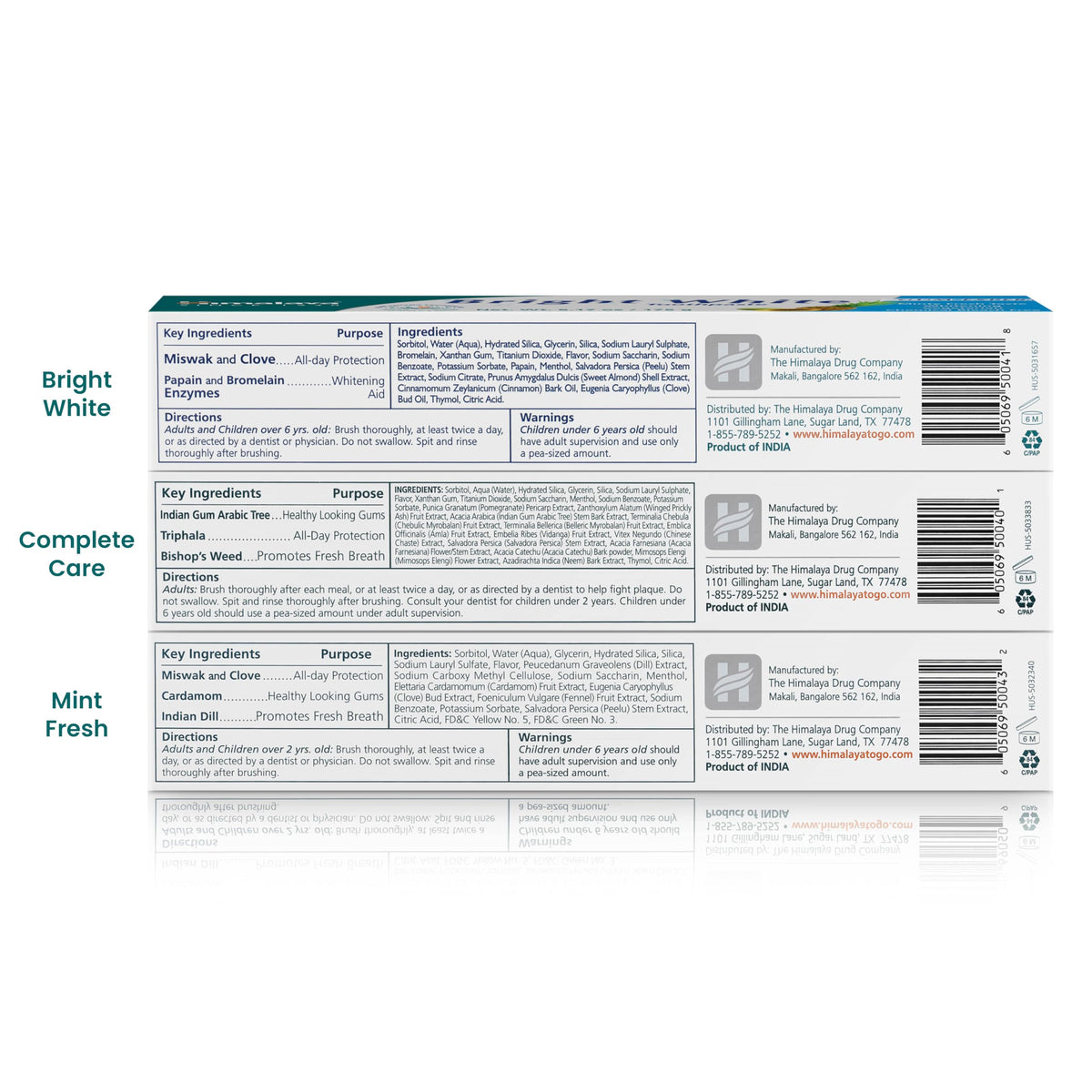 Himalaya Mint Fresh Gel Toothpaste, Fluoride Free to Reduce Plaque & Brighten Teeth, 6.17 oz, 2 Pack
