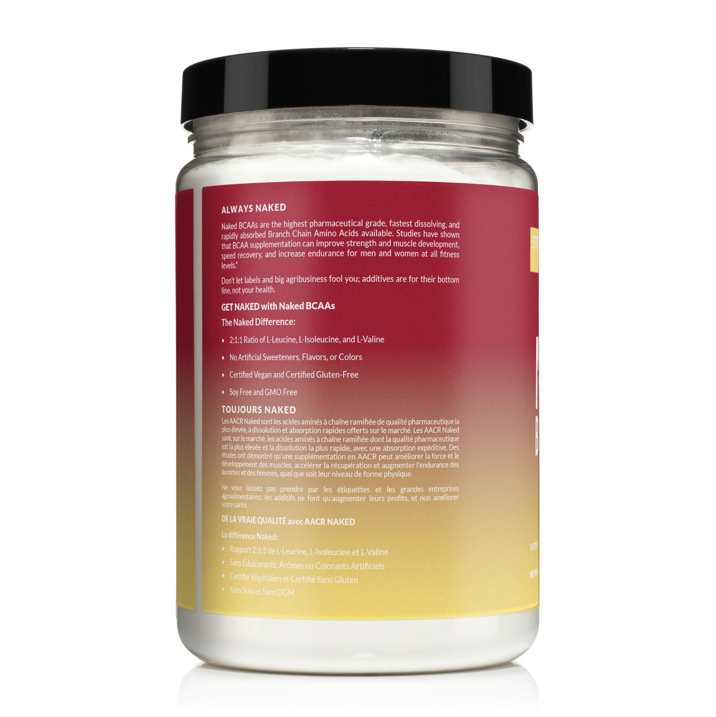 NAKED BCAAs Amino Acids Powder, Only 1 Ingredient, Pure 2:1:1 Formula, Vegan Unflavored Branched Chain Amino Acids, Instantized All Natural BCAA Supplement - 500 Grams, 100 Servings