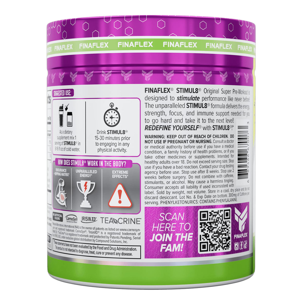 FINAFLEX STIMUL8 Original Super Pre-Workout, Awesome Apple - Energy, Strength