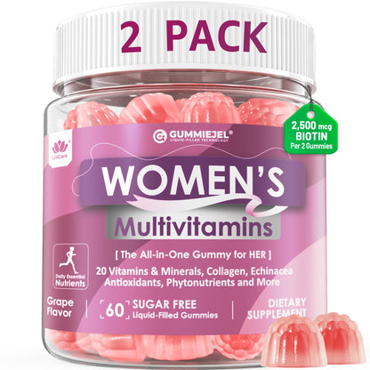 Womens Multivitamin Gummy, Methylated Multivitamin for Women, GLP-1 Friendly, Biotin, Iron, Collagen, Methylfolate, B Complex, Women's Complete Support, Hair Skin and Nails Vitamins, No Sugar, 60 Cts