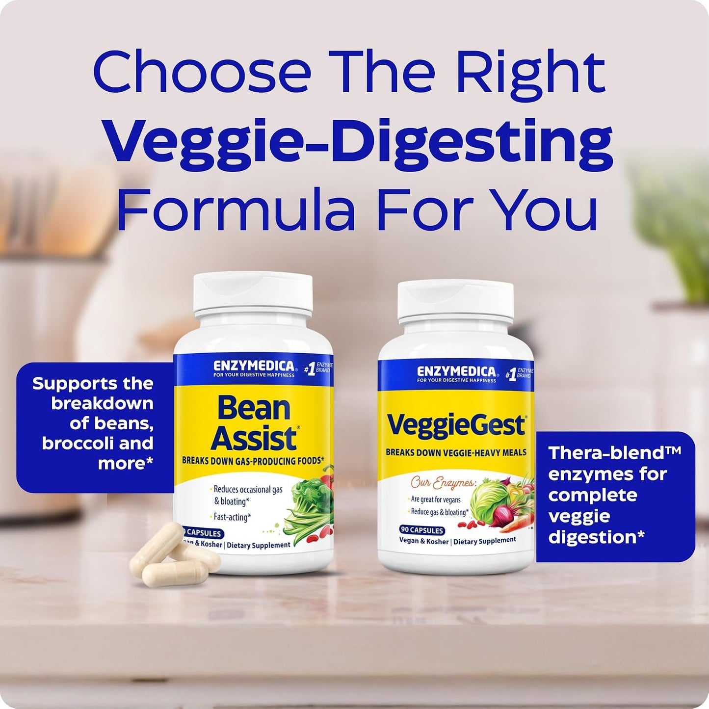 Enzymedica BeanAssist - Digestive Enzyme Supplement for Women & Men, Alpha Galactosidase Enzyme for Digestion & Gut Health Support, Helps Reduce Gas & Bloating, Fast-Acting, Vegan - 30 Caps