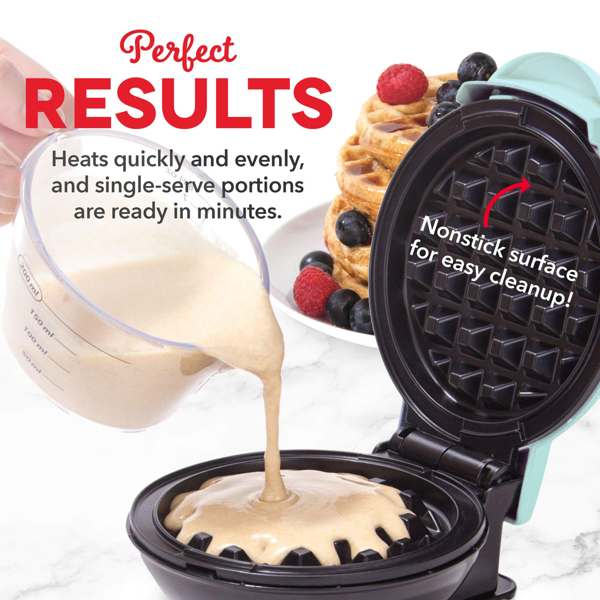 DASH Mini Maker for Individual Waffles, Hash Browns, Keto Chaffles with Easy to Clean