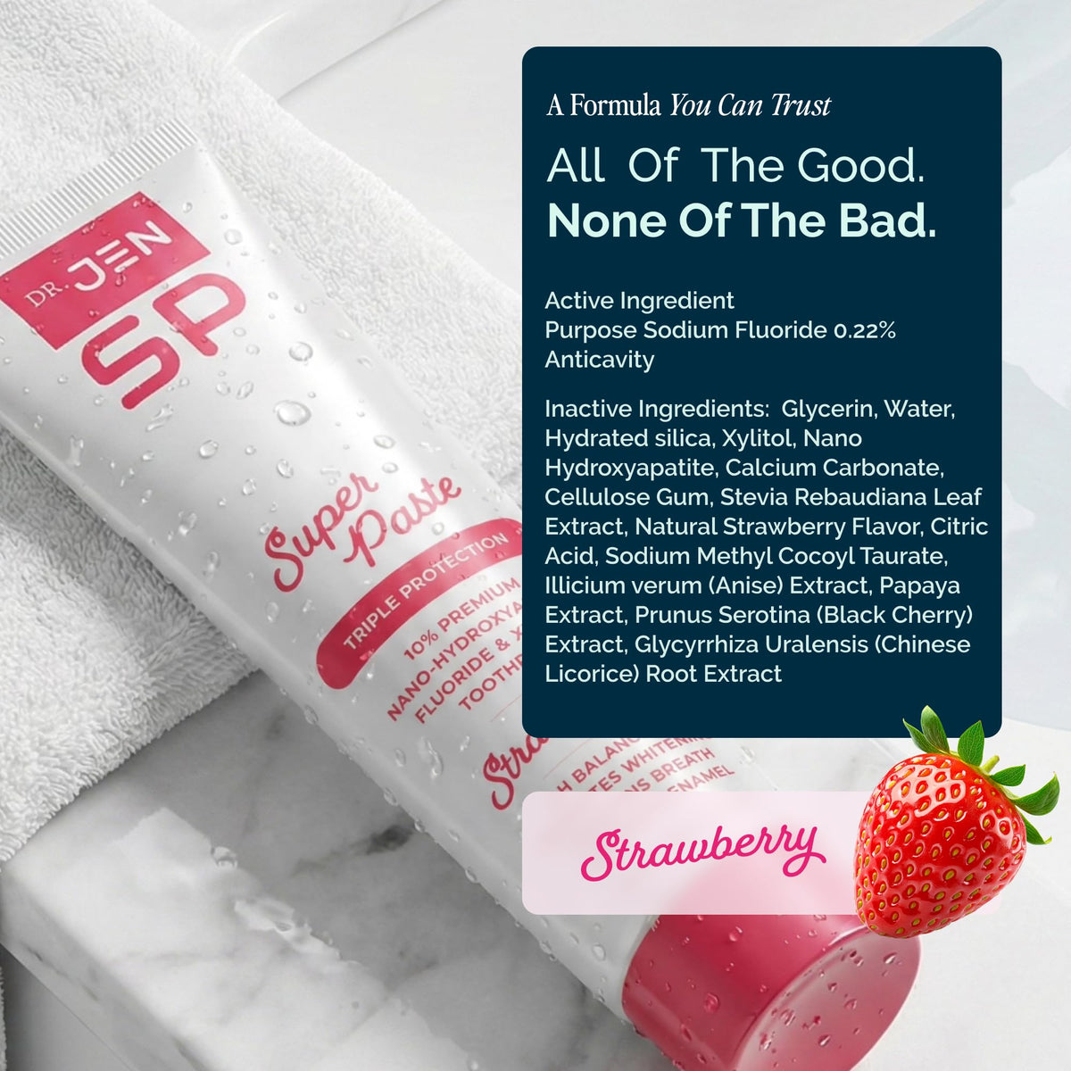 Dr. Jen Super Paste Toothpaste, 10% Nano Hydroxyapatite, Dentist Designed
