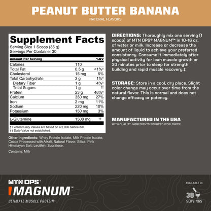 MTN OPS Magnum Protein Powder 23g Protein per Serving Whey Protein Blend with BCAAs Low Sugar Gluten Free 30 Servings Chocolate