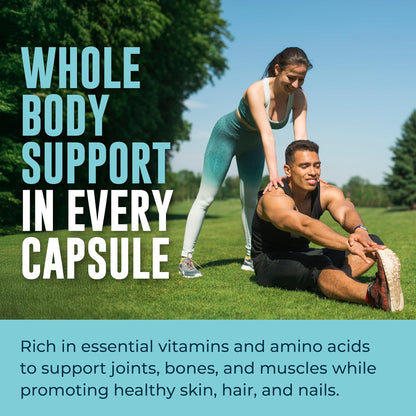 Grass-Fed Bone Broth Capsules with Collagen from Organic Bone Broth Powder. Collagen Supplement for Nails, Hair, Joints and Digestive Health* Support. Gut Friendly-Ingredients, 180 Capsules