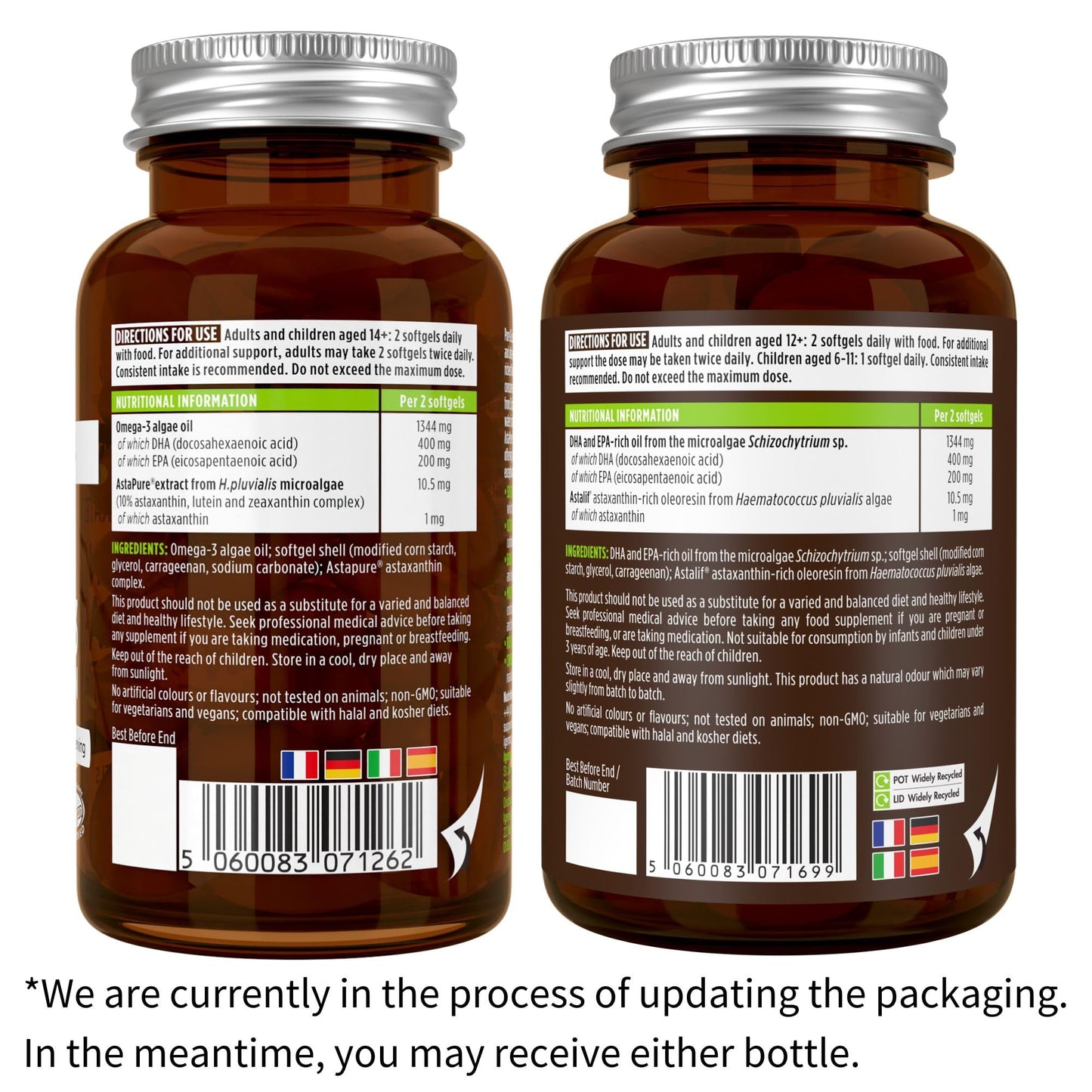 Igennus Vegan Omega-3 Algae Oil, IAOS Certified Pure, 400mg DHA & 200mg EPA per Serving, Triglyceride Form, Supports Brain & Heart Health, with Astaxanthin, 60 Small Softgels (30 Servings)