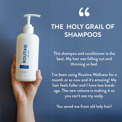 Routine Wellness Shampoo and Conditioner Set for Stronger Hair - Vegan, Clinically Tested