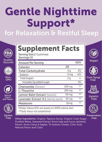 Lunakai Sleep Gummies for Adults with Melatonin 10mg & L-Theanine, 60 ct | USA Made, Non-Habit Forming, 5-in-1 Daily Sleep Aid Formula with Chamomile, Lemon Balm & Lavender, Melatonin Gummies, Non-GMO