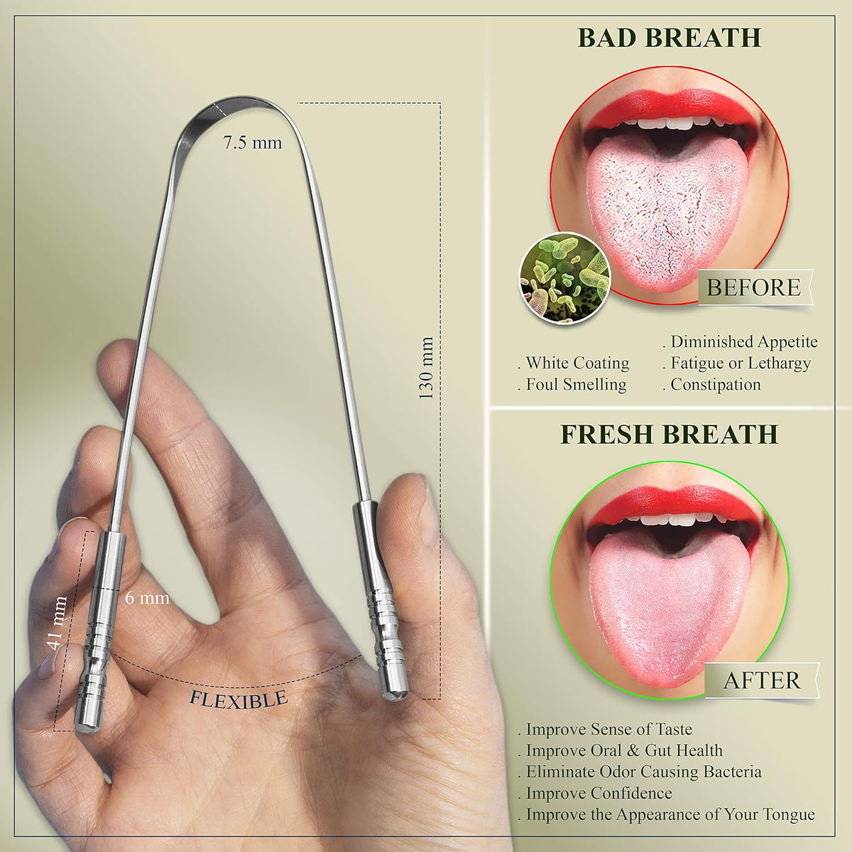 Dental Tools Kit for Teeth Cleaning (6 Pack) – Stainless Steel Oral Care Set with Plaque Remover, Scaler, Mirror & Tongue Scraper, Includes Storage Case for Personal Use