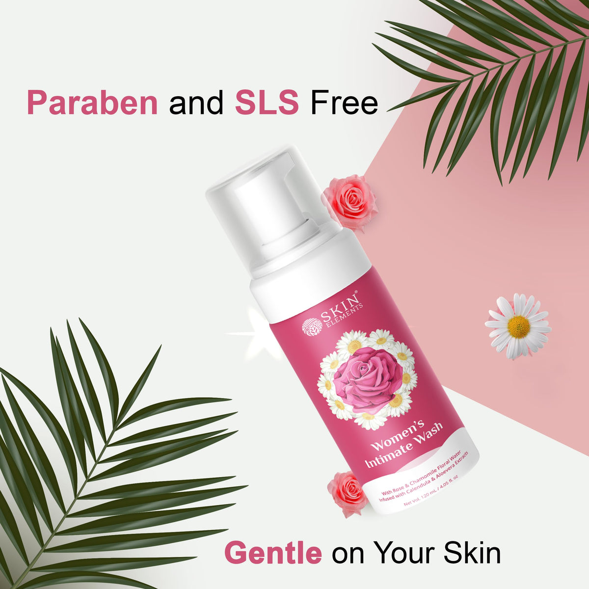 Skin Elements Intimate wash for Women (4.05 Fl Oz.) with Rose & Chamomile Water
