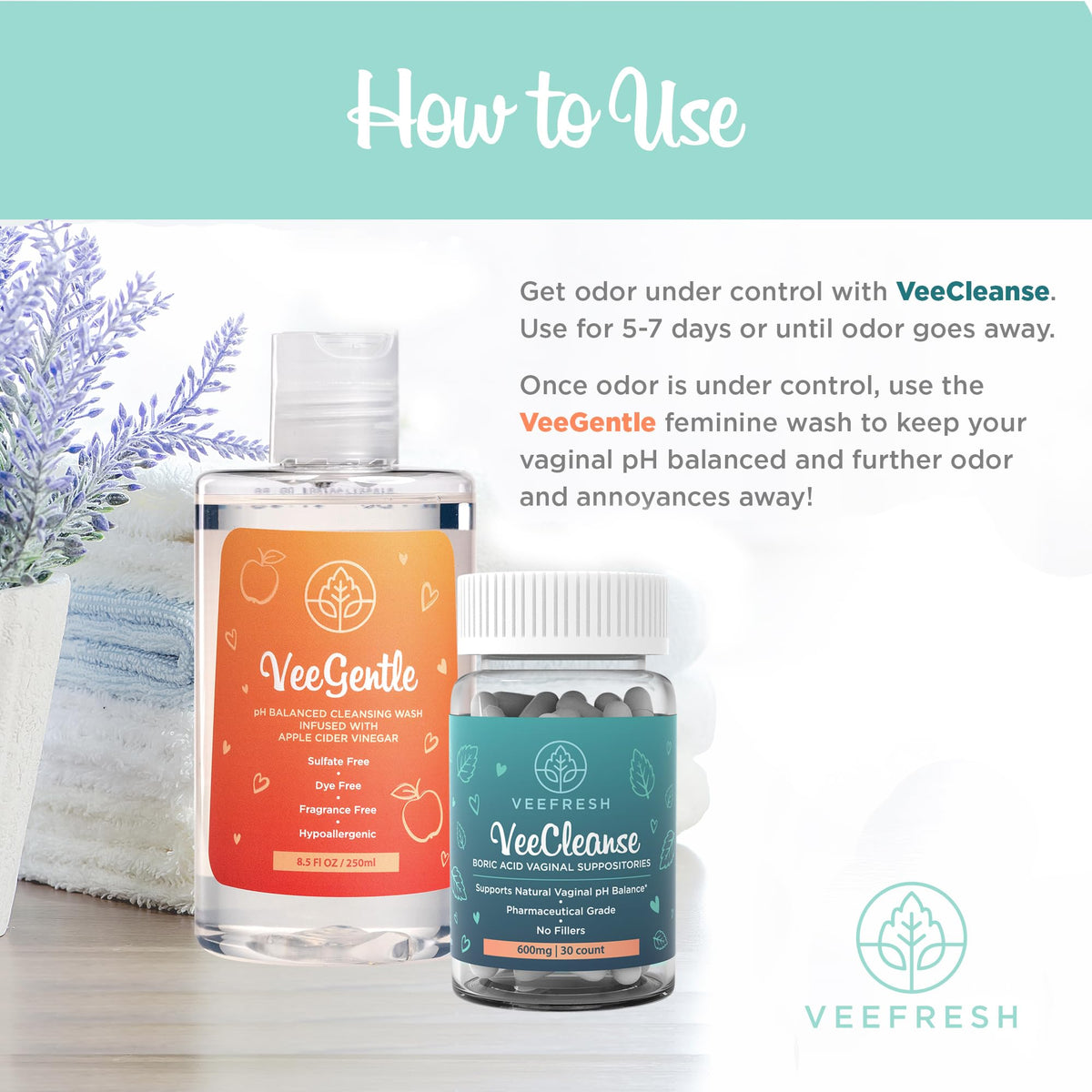 VeePower Lite - Vaginal Health Bundle - Control and Prevent Vaginal Odor - Includes VeeGentle
