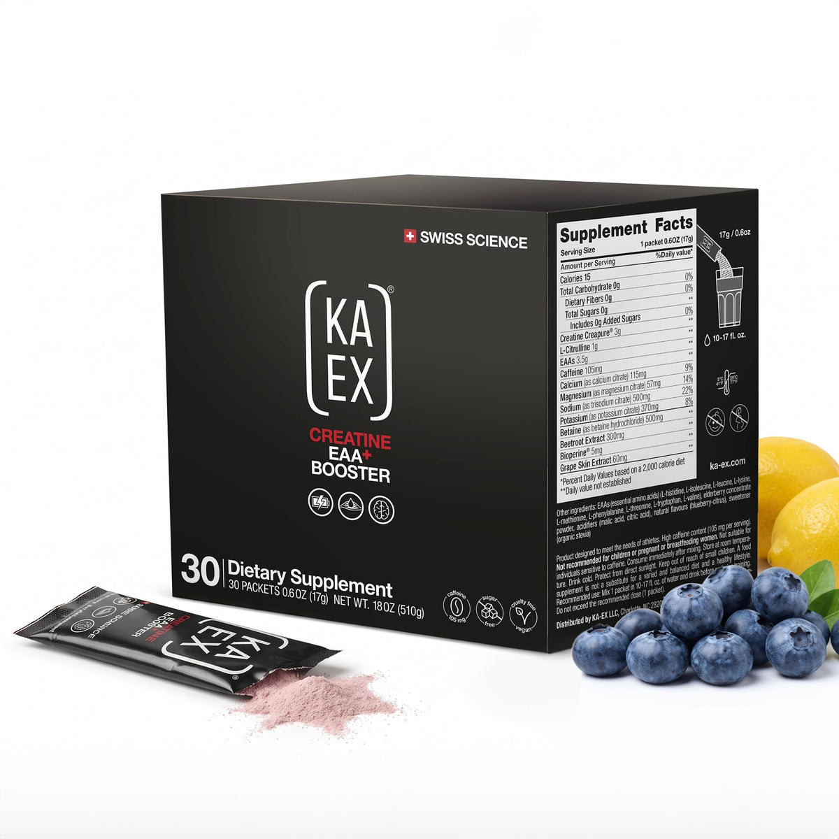 KA EX Creatine EAA+ Booster, 3-in-1 Performance Drink 7 Pack