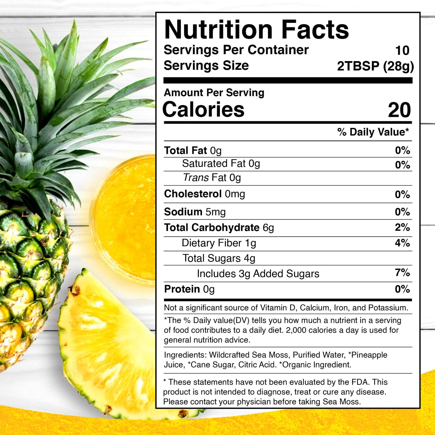 WELLNESS LABSRX Irish Sea Moss Gel Raw - Wildcrafted Superfood Seamoss Gel - Pineapple Mango Flavor, Vitamin and Mineral-Rich from Pristine Caribbean Waters - 10 oz.