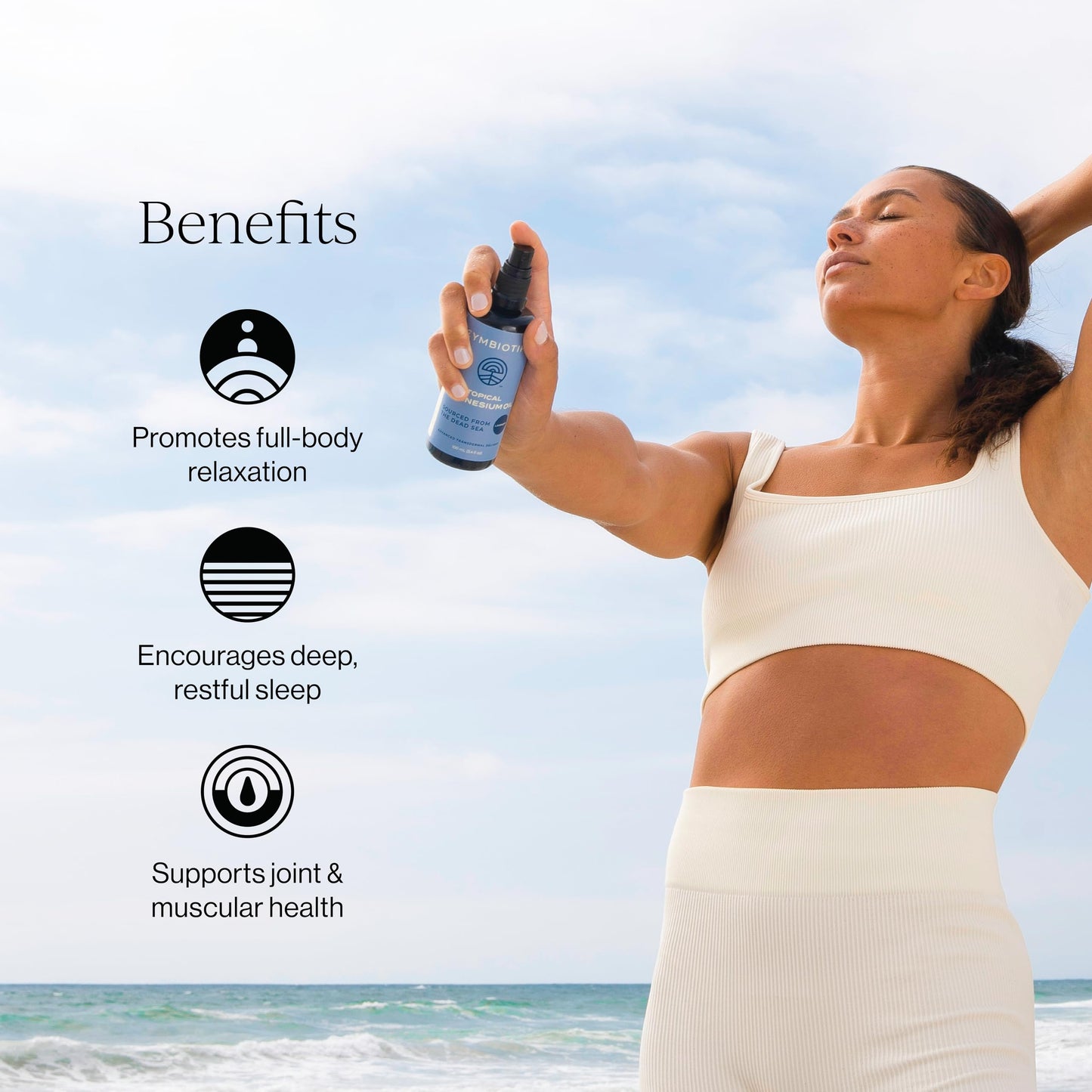 CYMBIOTIKA Topical Magnesium Oil Spray for Body, USA Made, Supplement for Leg Cramps, Muscle, Joint Health & Sleep Support, Includes Magnesium Chloride, Lavender Extract, Aloe Vera - Skin Applicator