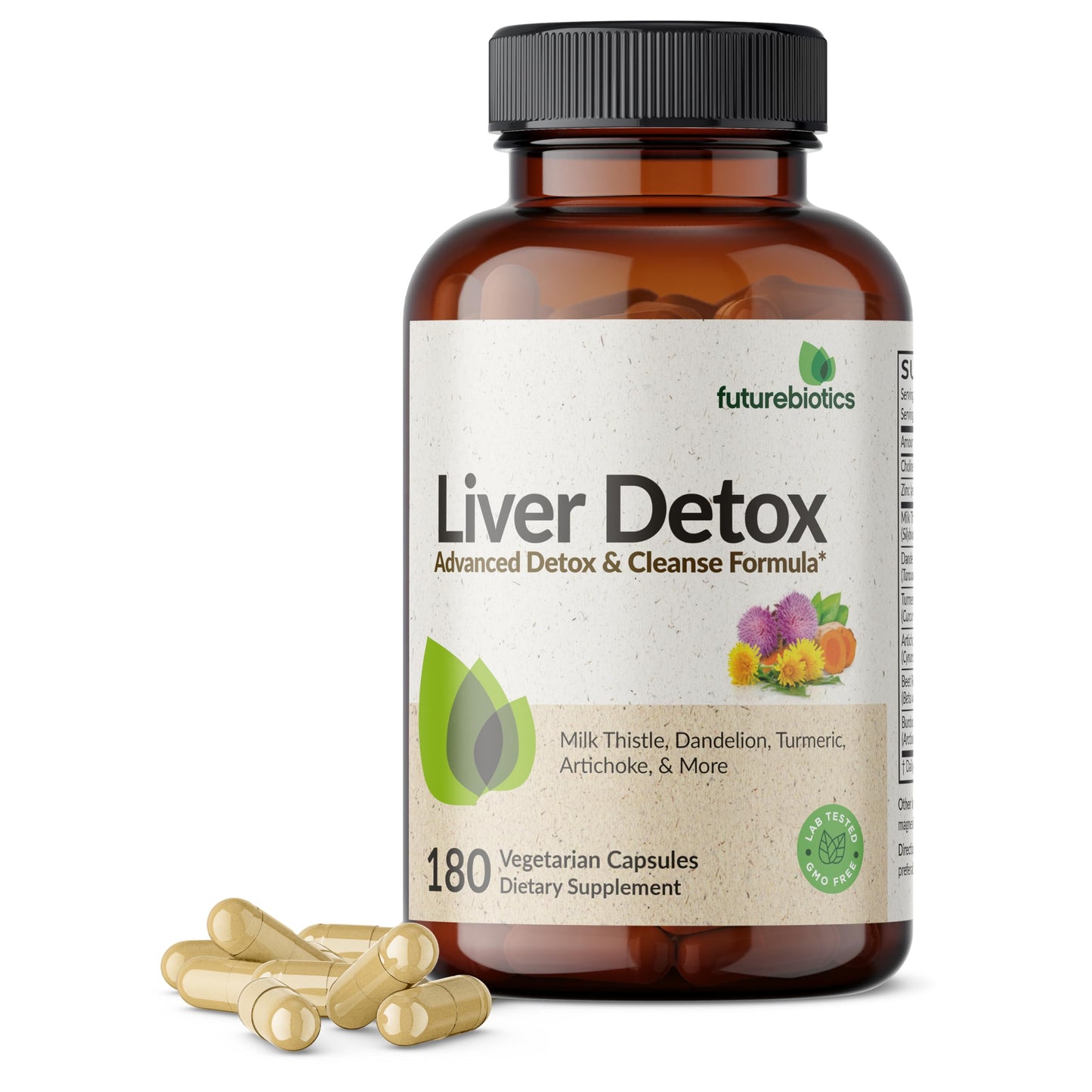 Futurebiotics Liver Detox Advanced Detox & Cleanse Formula Supports Healthy Liver Function with Milk Thistle, Dandelion Extract, Turmeric, Artichoke Leaf, & More, Non-GMO, 60 Vegetarian Capsules