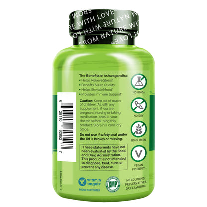 NATURELO Ashwagandha Organic Root Powder - Natural Herbs Supplement for Fatigue, Stress Relief, Mood Enhancer - with Black Pepper Extract - 90 Vegan Capsules