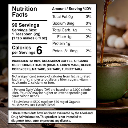 WELLNESS LABSRX Mushroom Powder 2000mg - Mushroom Coffee Blend 5500mg | Bundle