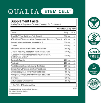 Qualia Senolytic & Qualia Stem Cell | Advanced Cellular Renewal System | Supports Healthy Aging Repair & Rejuvenation | 1-Month Supply Bundle