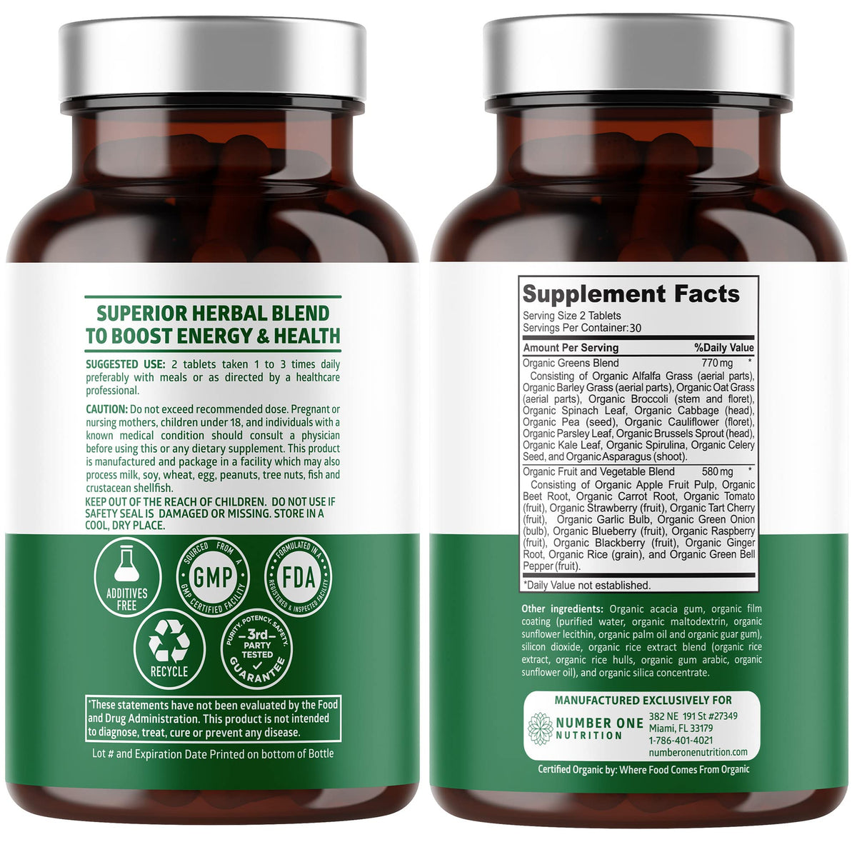 N1N Premium Organic Superfood Greens [28 Powerful Ingredients] Natural Fruit and Veggie