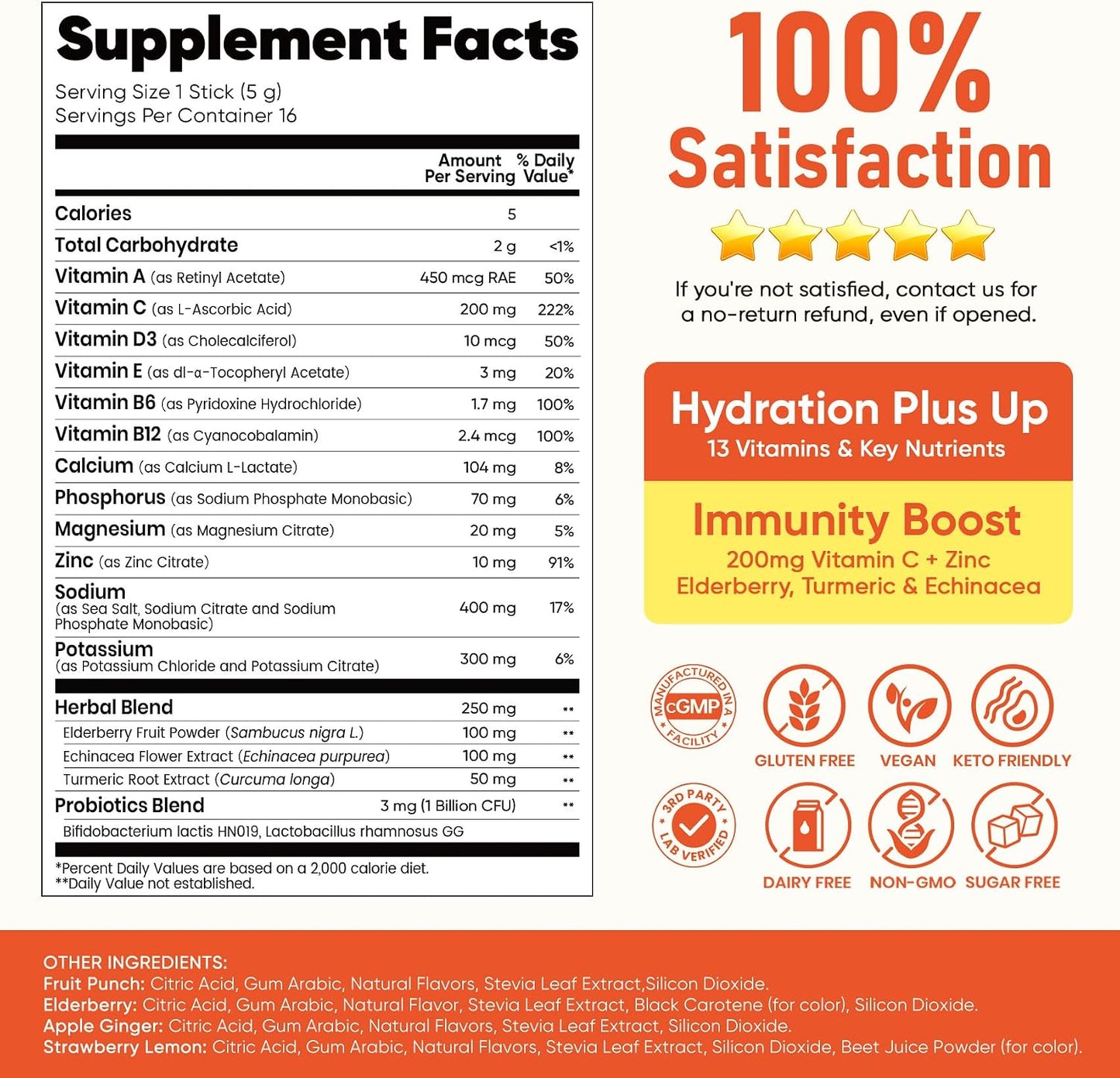 Venture Pal 2-in-1 Hydration Electrolytes Bundle – Gut Health + Immune Support Powder Packets, 7 Electrolytes, Vitamins & Probiotics, Elderberry, Turmeric, Sugar Free Drink Mix, 32 Sticks