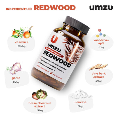 UMZU Redwood Max Nitric Oxide Booster, 1-Month Supply – Advanced Nitric Oxide Supplement with Fitnox Blend, Pine Bark, Resveratrol & Tart Cherry – Promotes Healthy Circulation, Energy and Recovery